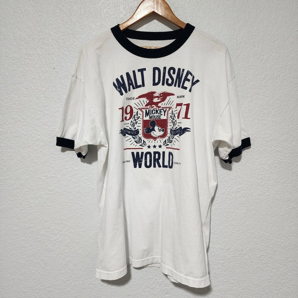 Disney Parks Authentic White T-Shirt XL Mickey Mouse 1971 100% Cotton Unisex